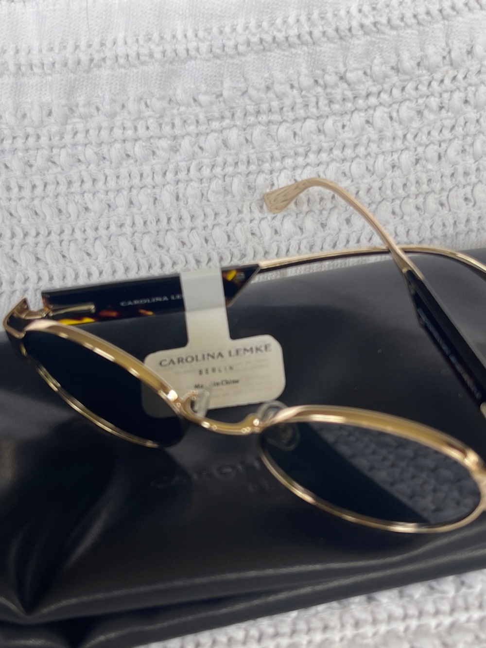 Carolina Lemke Kwasi Gold Sunglasses + Premium Faux Leather Case 3133-02 - Picture 8 of 8